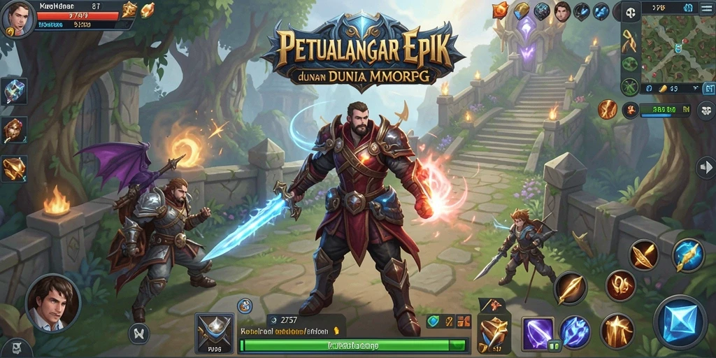 Screenshot gameplay yang menampilkan pertempuran dalam dunia MMORPG.