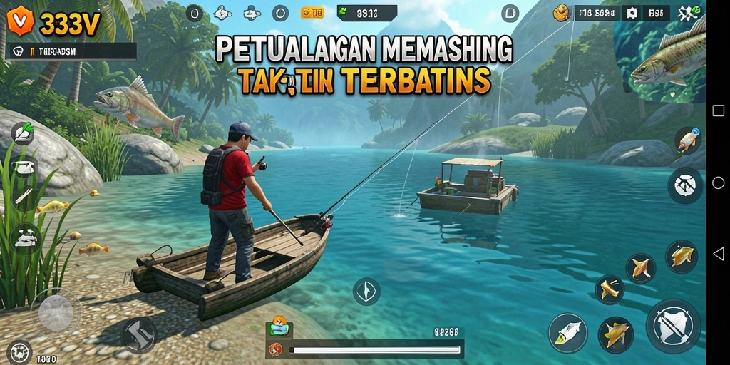 Screenshot gameplay 333V menampilkan suasana memancing yang seru dan realistis.