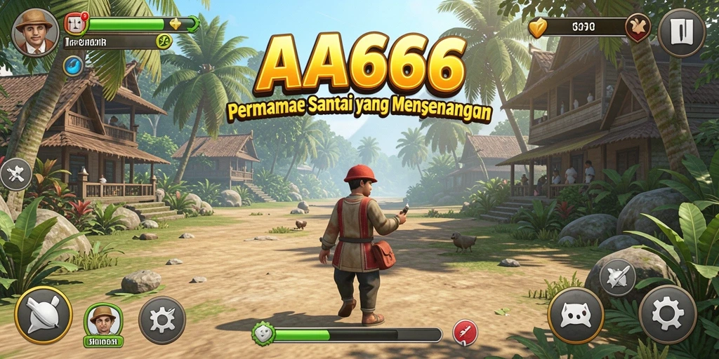 Screenshot utama AA666 menampilkan gameplay santai yang seru.