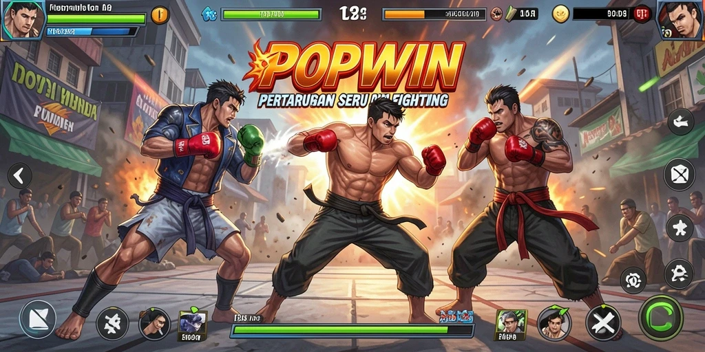 Tangkapan layar dari gameplay seru di POPWIN dengan aksi pertarungan yang intens.