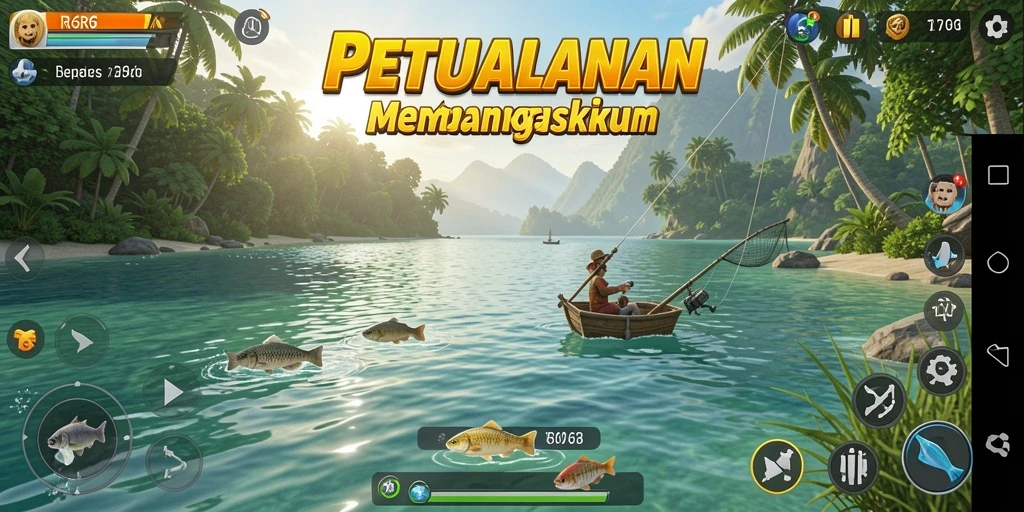Screenshot gameplay R6R6 yang menampilkan aksi memancing seru.