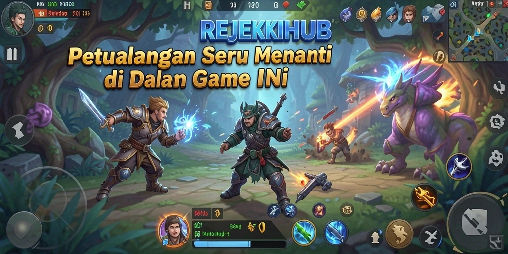 Tangkapan layar menampilkan aksi seru dalam petualangan REJEKIHUB.