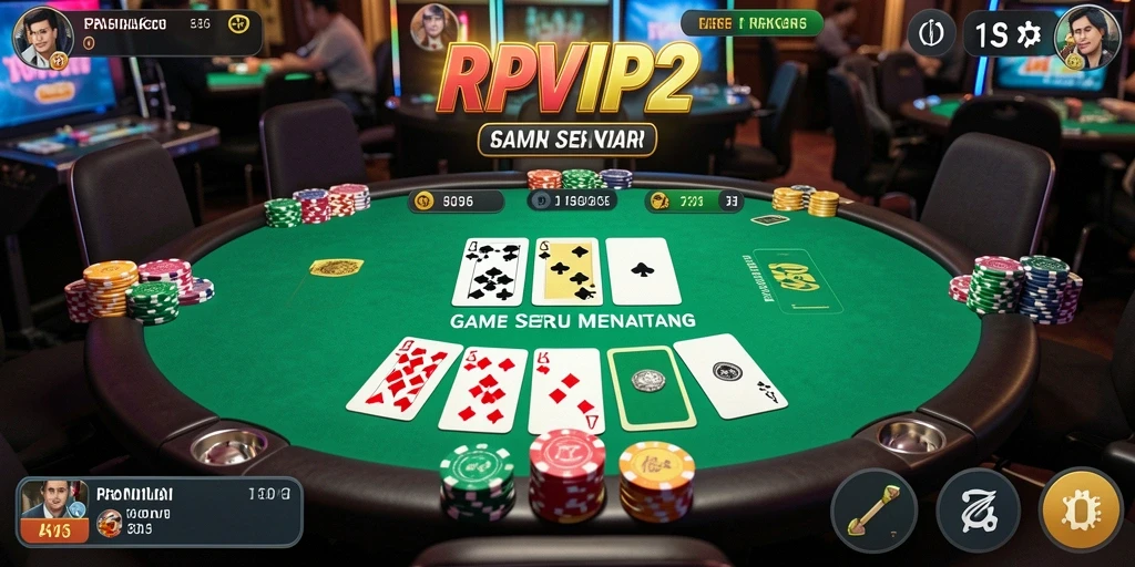 Tampilan gameplay RPVIP2 menampilkan pemain sedang berkompetisi dalam permainan poker.