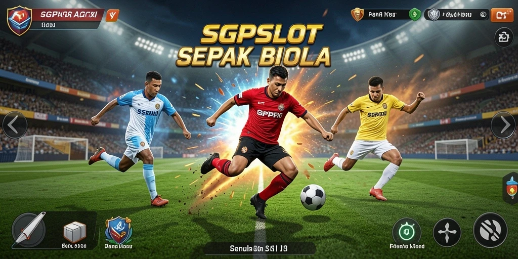 Tampilan gameplay menegangkan dalam SGPSLOT saat pertarungan di lapangan sepak bola.